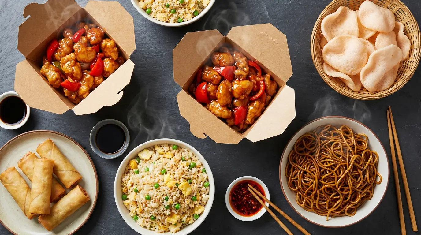 A spread of freshly cooked Chinese dishes